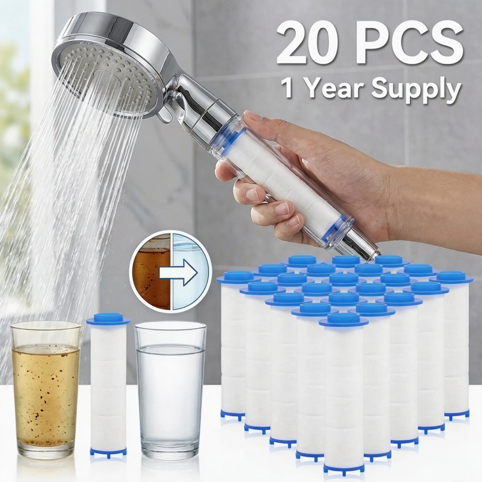 Shower Valve Cartridge - 20 Adet Duş Başlığı Filtresi PP